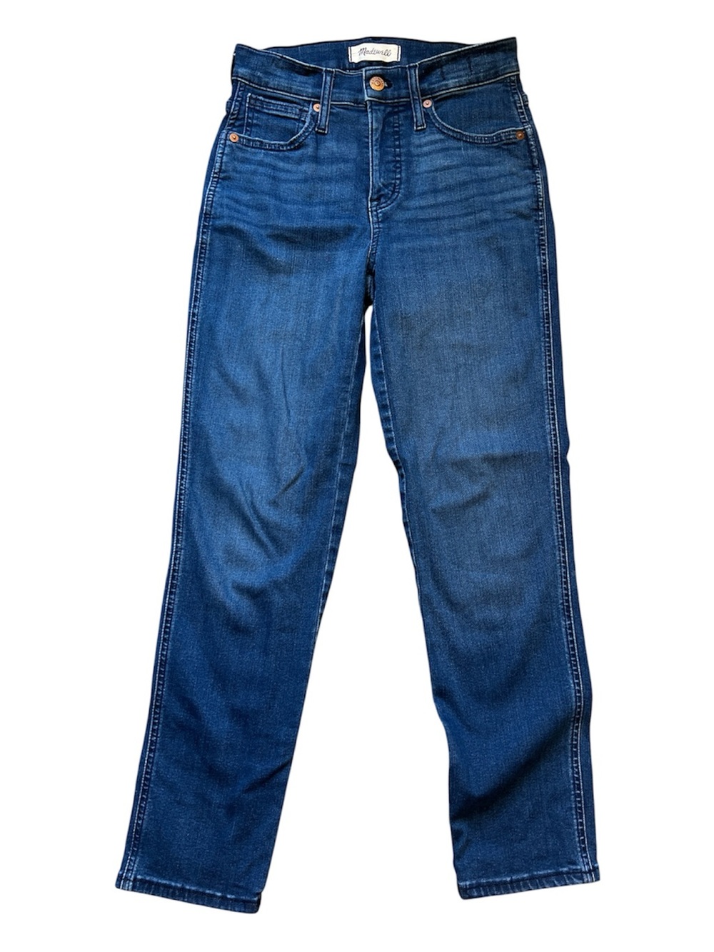 Madewell Mid-Rise Stovepipe Jeans Medium Dark Blue Wash Size 25 Straight Ankle